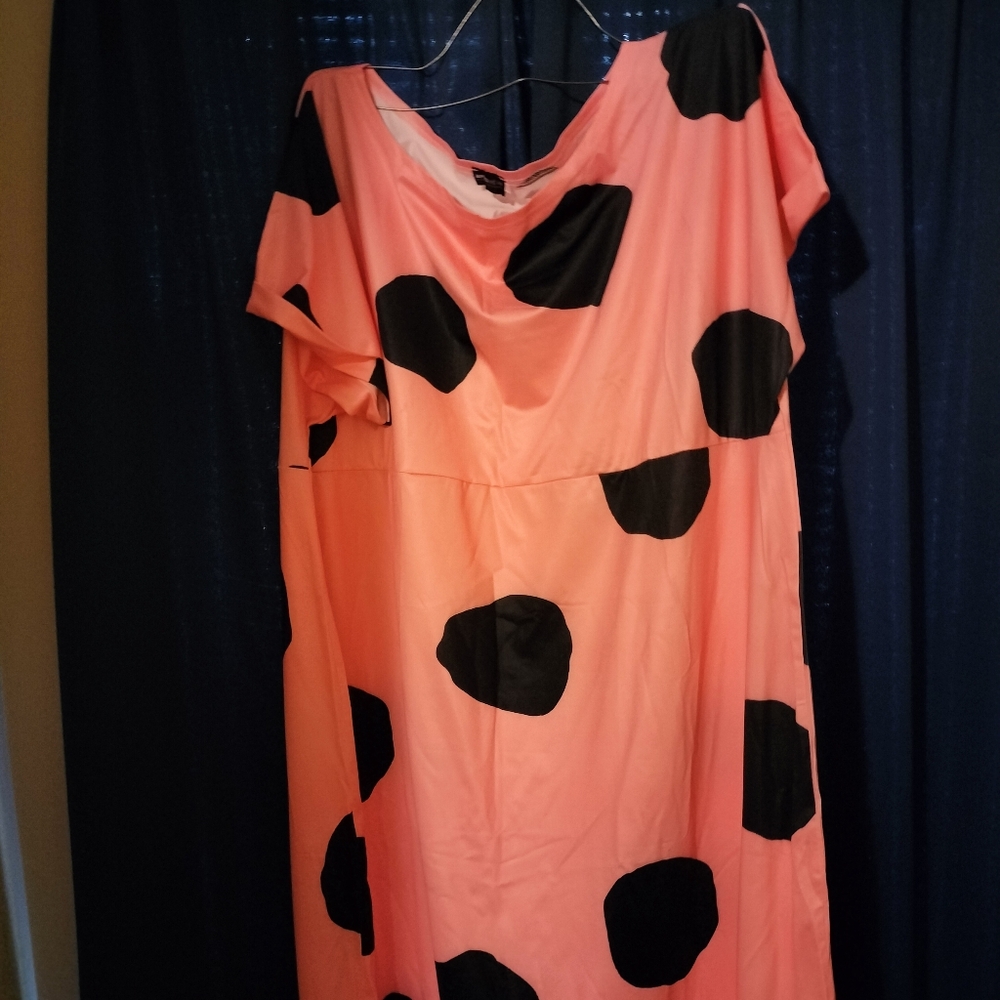 XPLUSWEAR Hot Pink Black Polka Dot Maxi Dress Statement Style